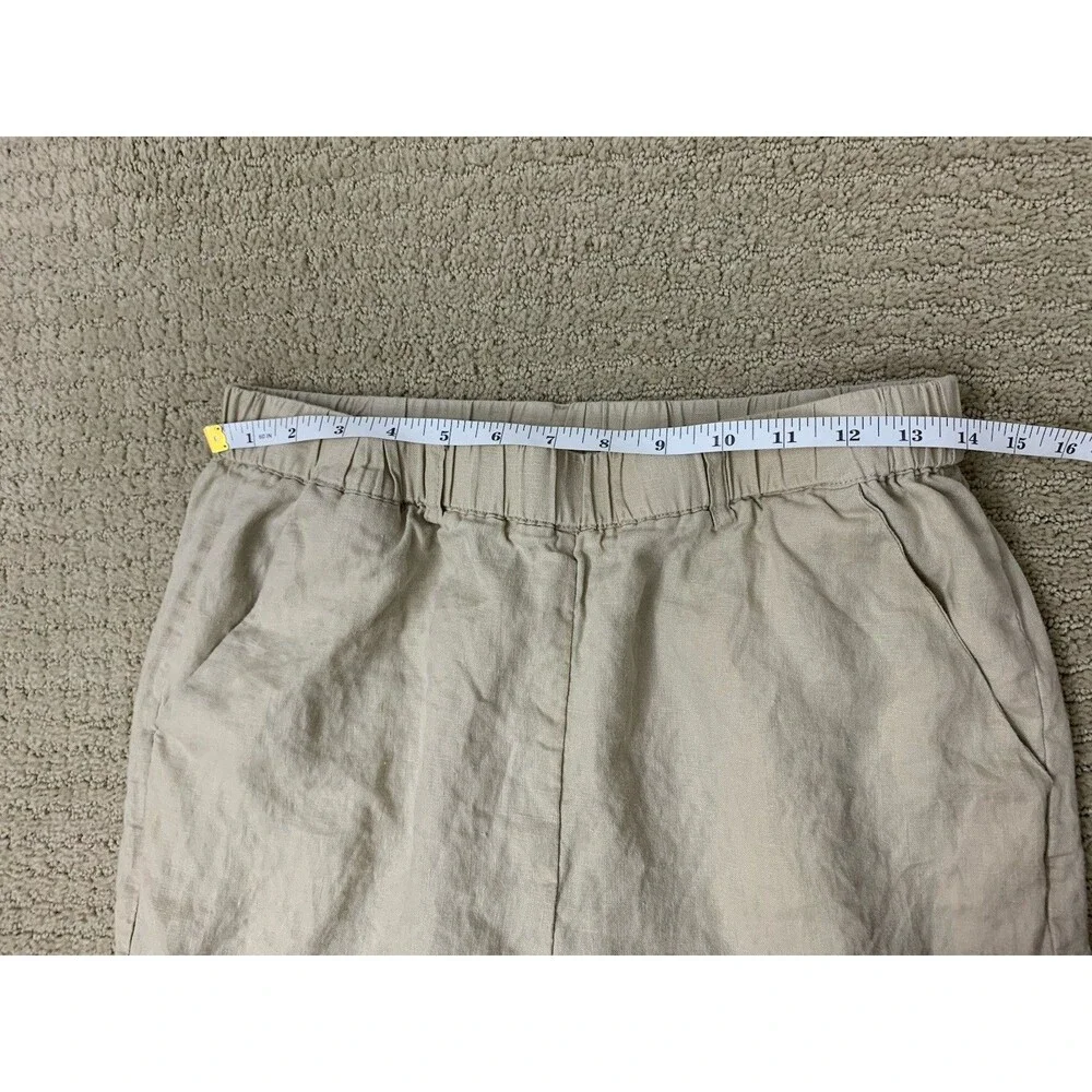 Quince Womens 100% European Linen Tan Driftwood Elastic Waistband Pants Small - Picture 8 of 9